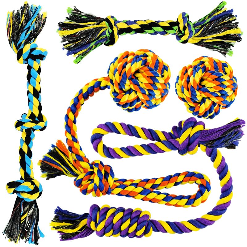 Durable Puppy Teething Toys for Small Dogs - 5 Pack Cotton Rope Chew Toys for Aggressive Chewers, Interactive Puppy Chew Toys with Ball & Tug Rope - Perfect for Teething Relief, Training, and Playtime