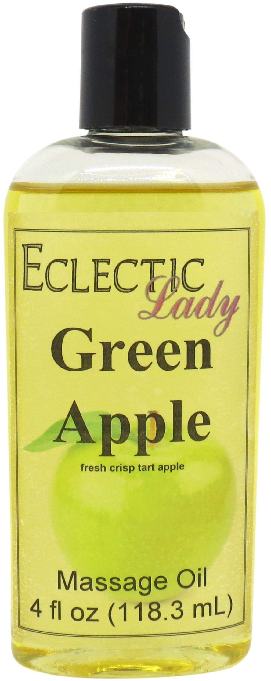 Green Apple Massage Oil - 4 oz Natural Blend with Sweet Almond & Jojoba Oil | Preservative-Free Aromatherapy Oil for Relaxation & Stress Relief | Perfect for Couples Massage, Spa Days & Self-Care Routines