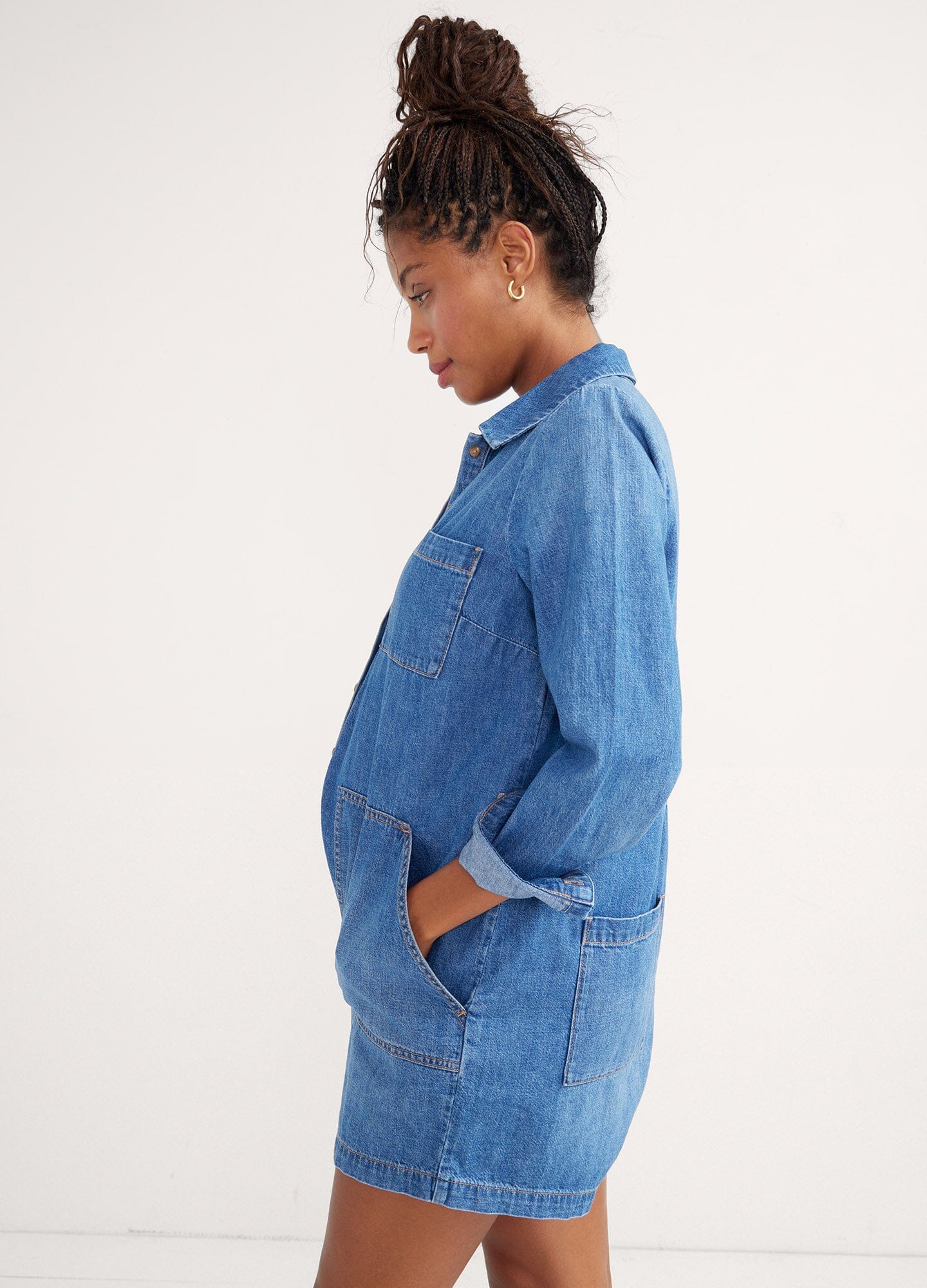 Stylish Denim Utility Romper for Women - Comfortable & Trendy Jumpsuit with Pockets - Perfect for Casual Outings, Travel, and Everyday Wear