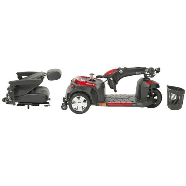 Drive Medical Ventura DLX Deluxe 3 Wheel Mobility Scooter - Lightweight Electric Scooter for Adults & Seniors - Indoor/Outdoor Use for Shopping, Travel & Daily Mobility