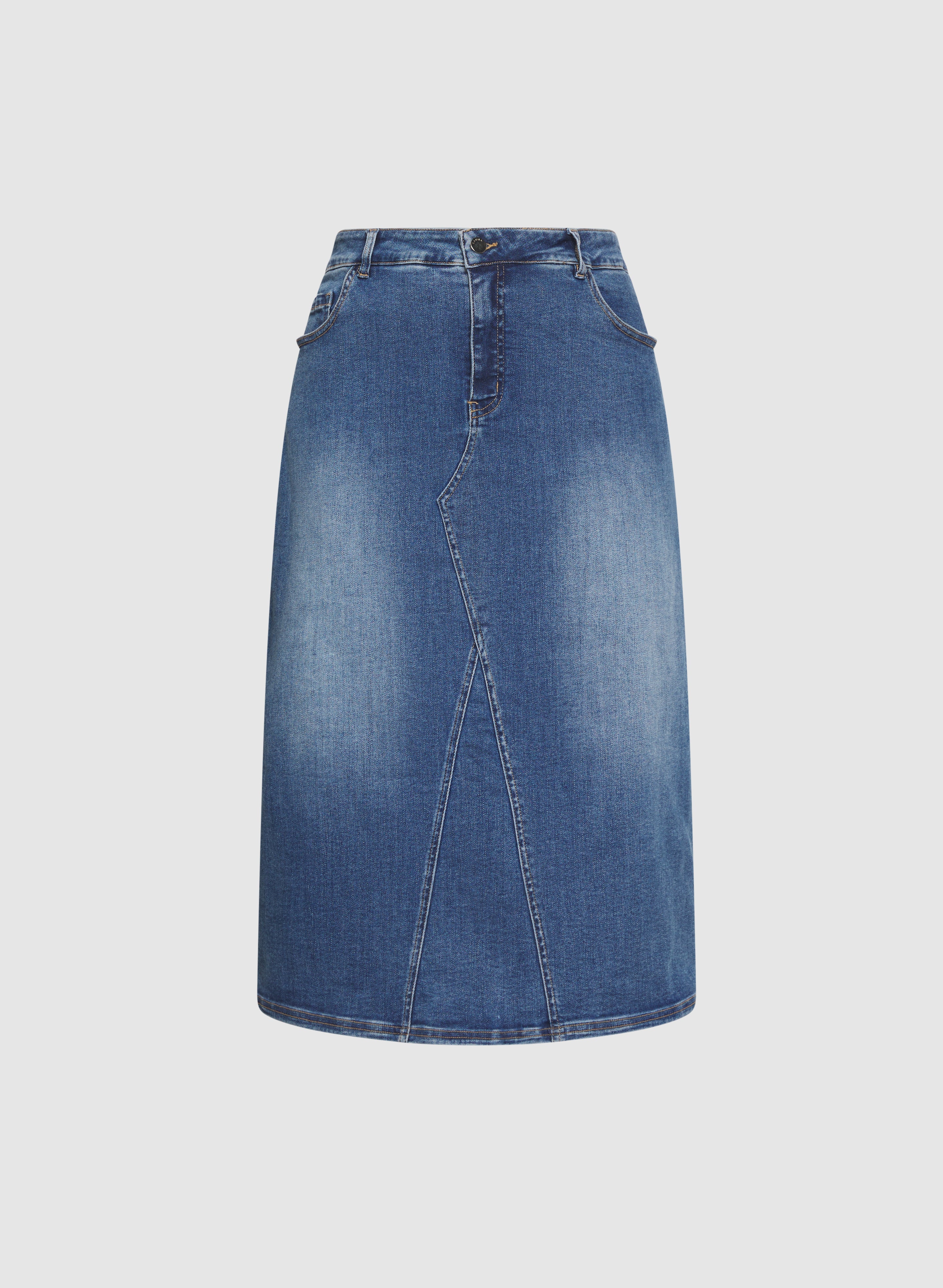 Stylish Women's Denim Midi Skirt - High Waist A-Line Denim Skirt for Casual & Office Wear | Perfect for Spring Outfits, Date Nights & Work Attire