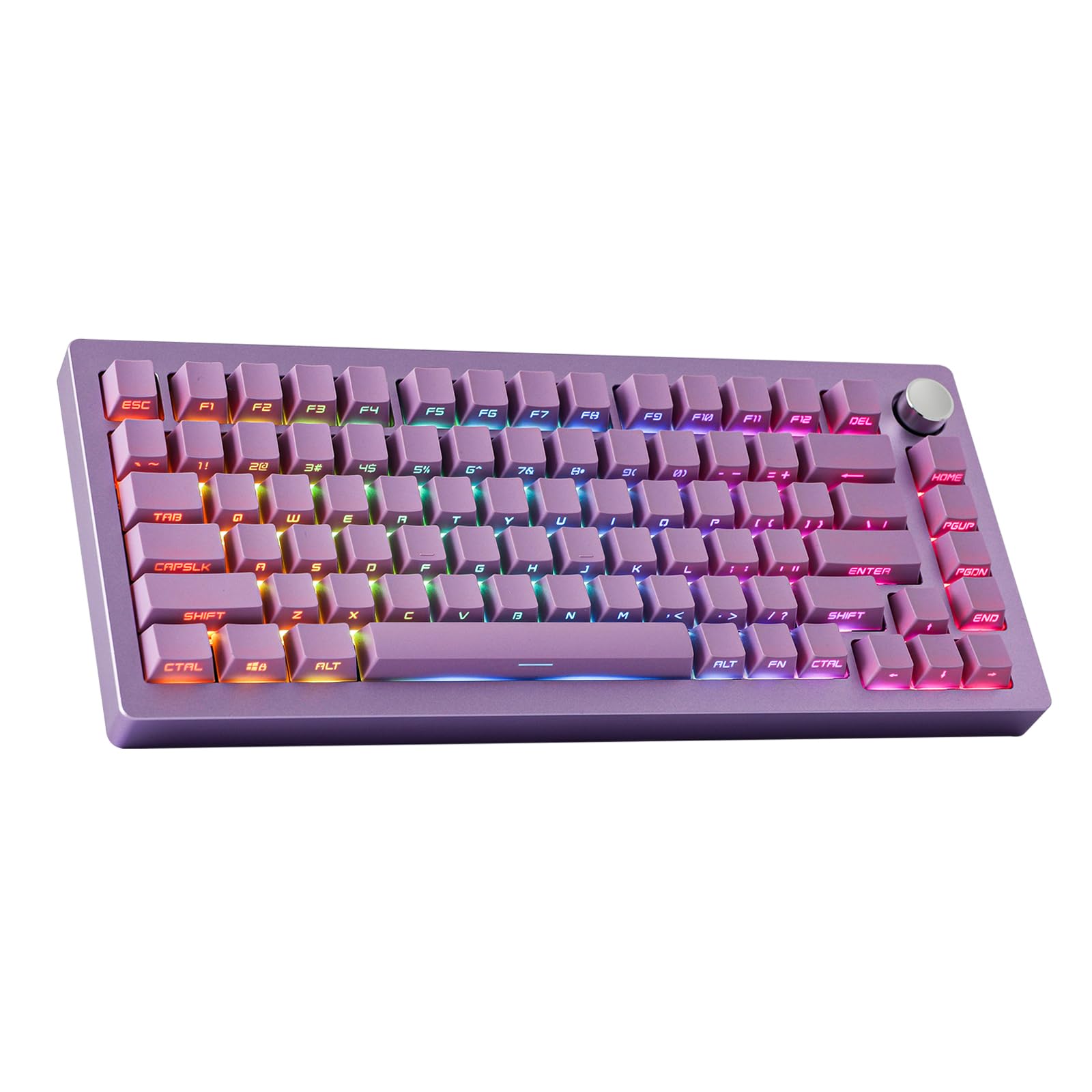 EPOMAKER Tide75 QMK/VIA Wireless Gaming Mechanical Keyboard - 75% Compact Aluminum Body, Hot-Swappable Lemon Switches, Bluetooth/2.4Ghz/USB-C Connectivity, Programmable FR4 Plate for Windows/Mac (Purple) - Perfect for Esports, Office Typing & Content Creation