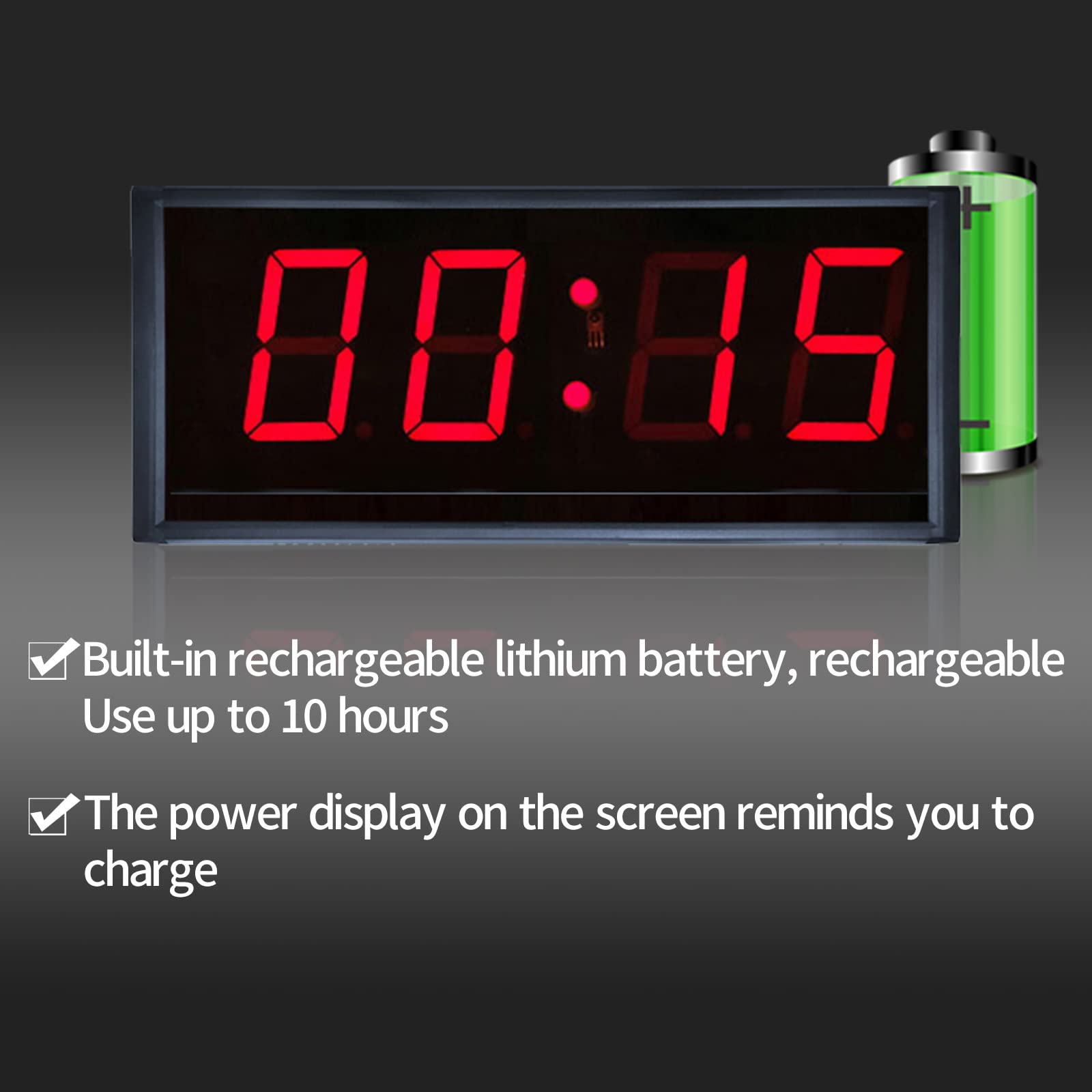 Rechargeable Double-Sided LED Timer Clock with Remote Control - 4 Inch Large Display for Gym, Office, Running Races & Events - Stopwatch, Countdown & Alarm Features - Portable Timing Device for Sports, Workouts & Meetings