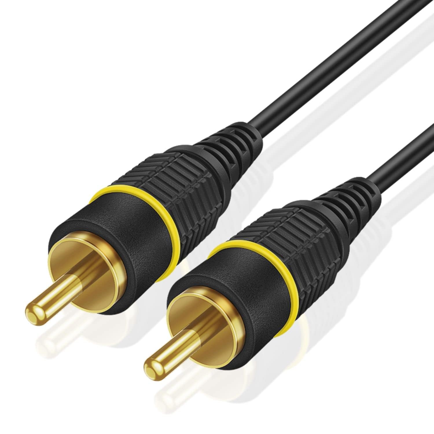 Premium RCA Male to Male Gold-Plated Audio Cable 25ft - High-Quality Black Stereo Connector for Home Theater, Speakers, DJ Equipment & Audio Systems