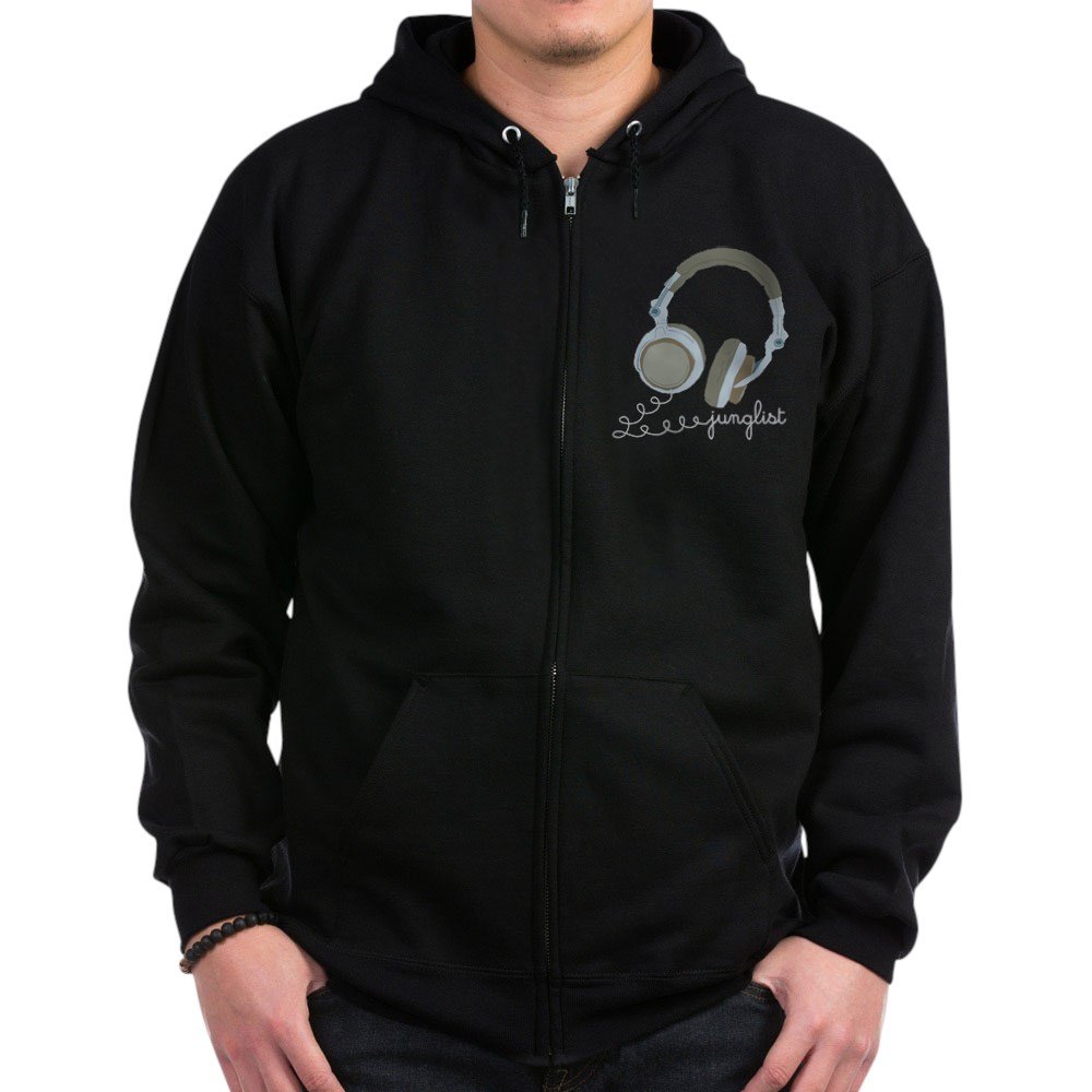 Junglist Headphones Zip Hoodie - Dark Color Unisex Pullover for Music Lovers | Perfect for Concerts, Gym & Casual Wear