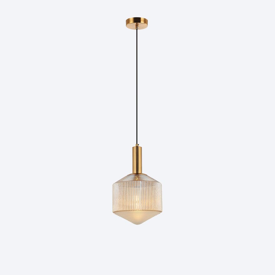 Camilla Glass Ribbed Pendant Light - Elegant Hanging Fixture for Dining Room, Kitchen Island & Bedroom Decor