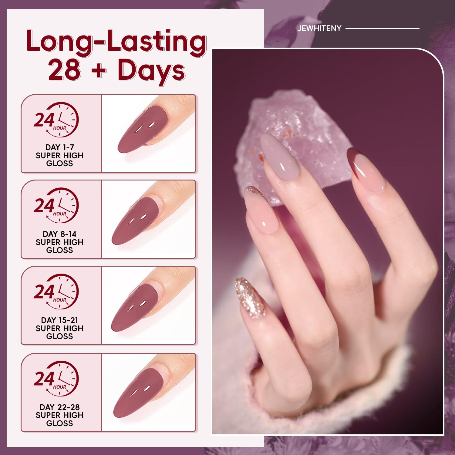 JEWHITENY 14 Colors Nude Pink Skin Tone Poly Gel Extension Kit - All-in-One French Manicure Starter Set with UV/LED Nail Lamp for DIY Salon-Quality Nails at Home | Perfect for Weddings, Parties & Everyday Glam