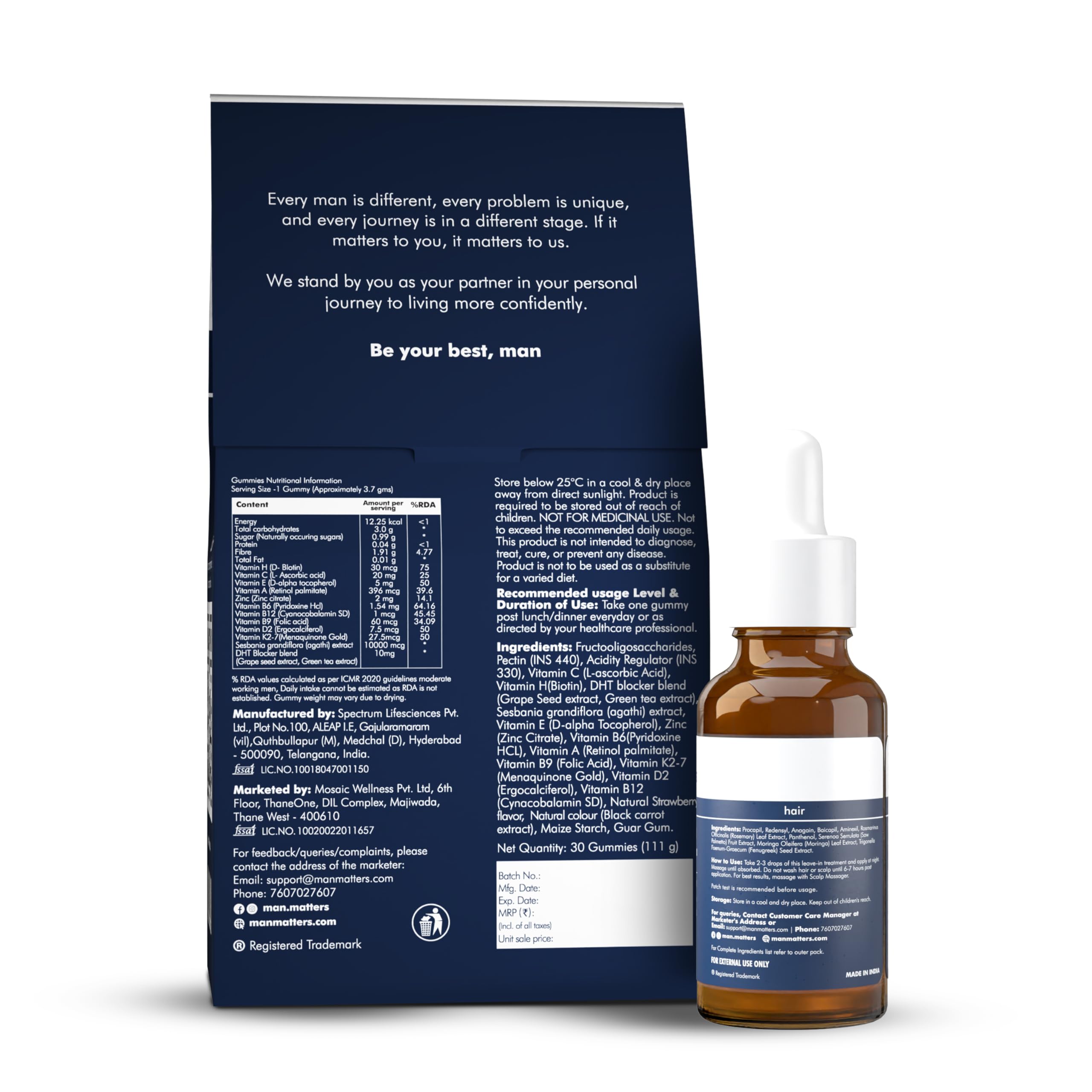 Man Matters Hair Growth Pack - Biotin Hair Gummies (30 Count) & Advanced Hair Serum (30ml) | Sugar-Free Supplement for Men | Stimulates Follicles & Promotes Healthy Hair Growth | Perfect for Thinning Hair & Daily Hair Care Routine