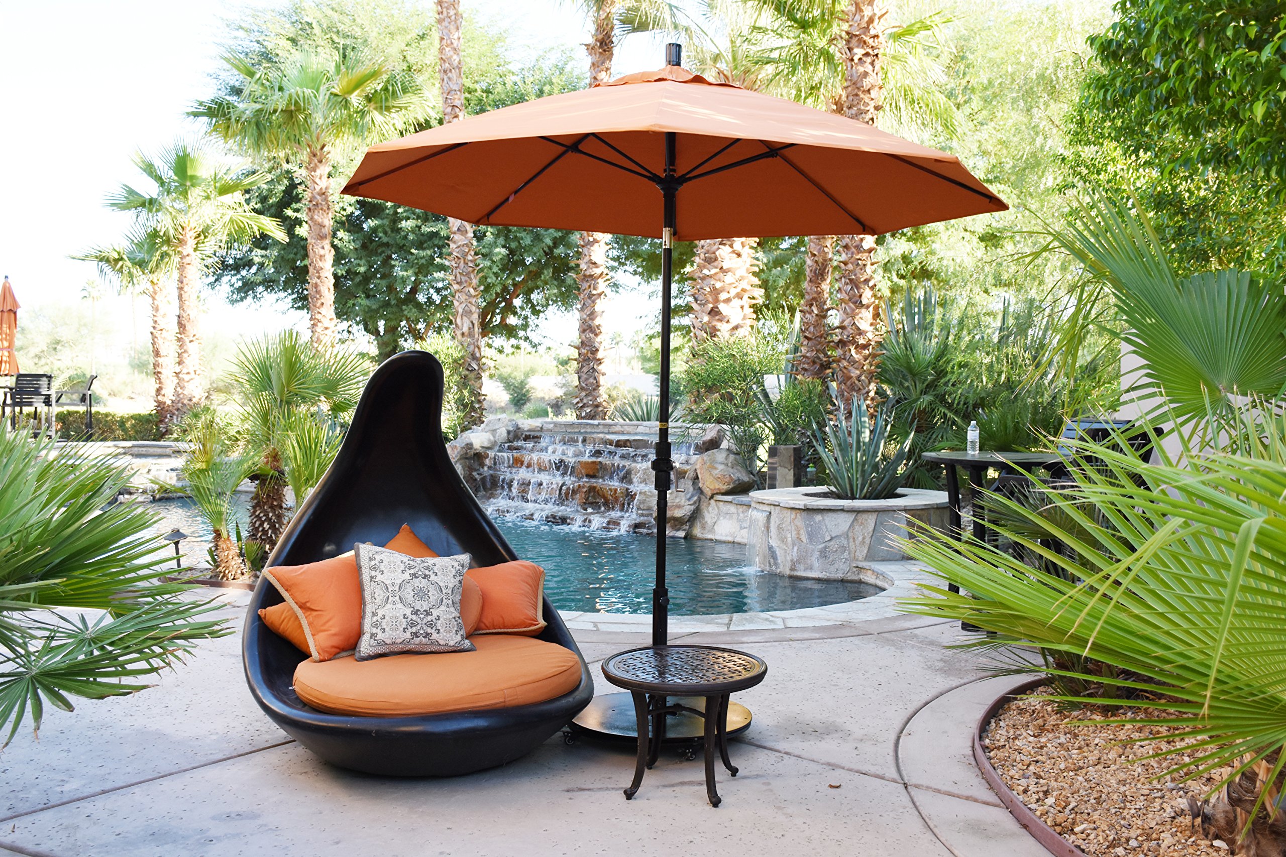 9' Round California Umbrella with Aluminum Pole & Fiberglass Ribs - Durable Outdoor Patio Umbrella for Backyard, Poolside, and Beach Use