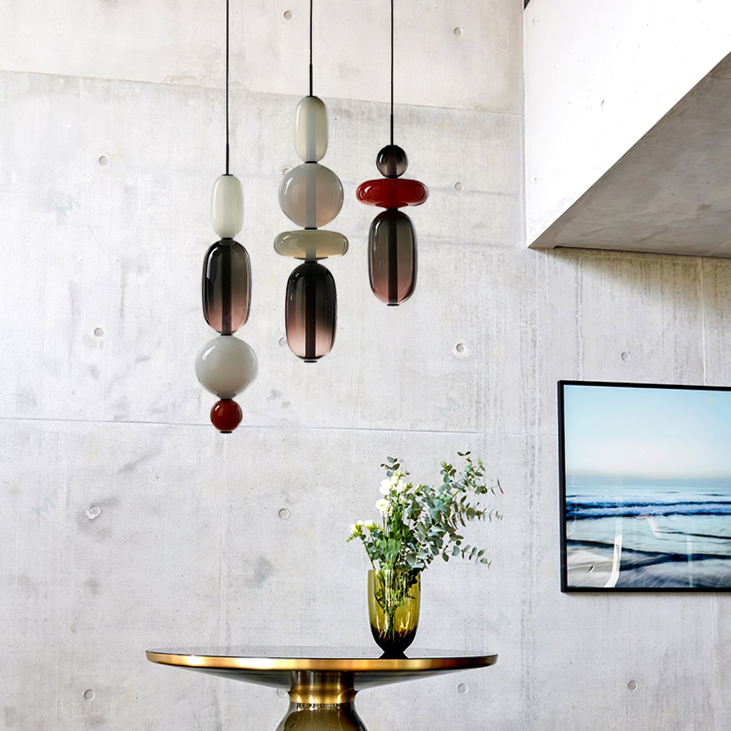 Stylish Candied Glass Pendant Light Set - Modern Hanging Fixture for Dining Room, Kitchen Island & Bedroom Decor