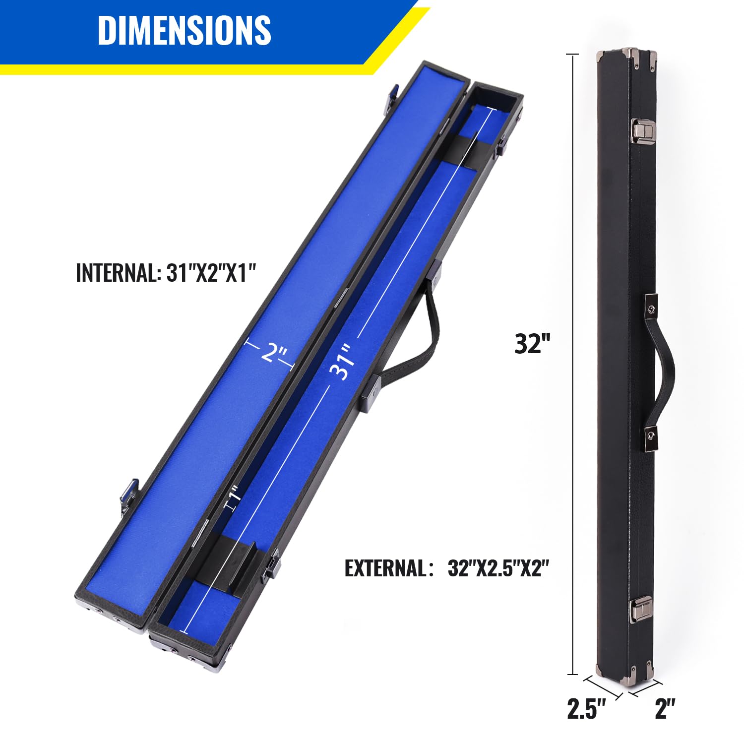 GSE 2-Piece Billiard Pool Cue Stick with Hard Case - Premium Carrying Box for 1 Butt & 1 Shaft - Perfect for Pool Halls, Tournaments & Home Game Rooms