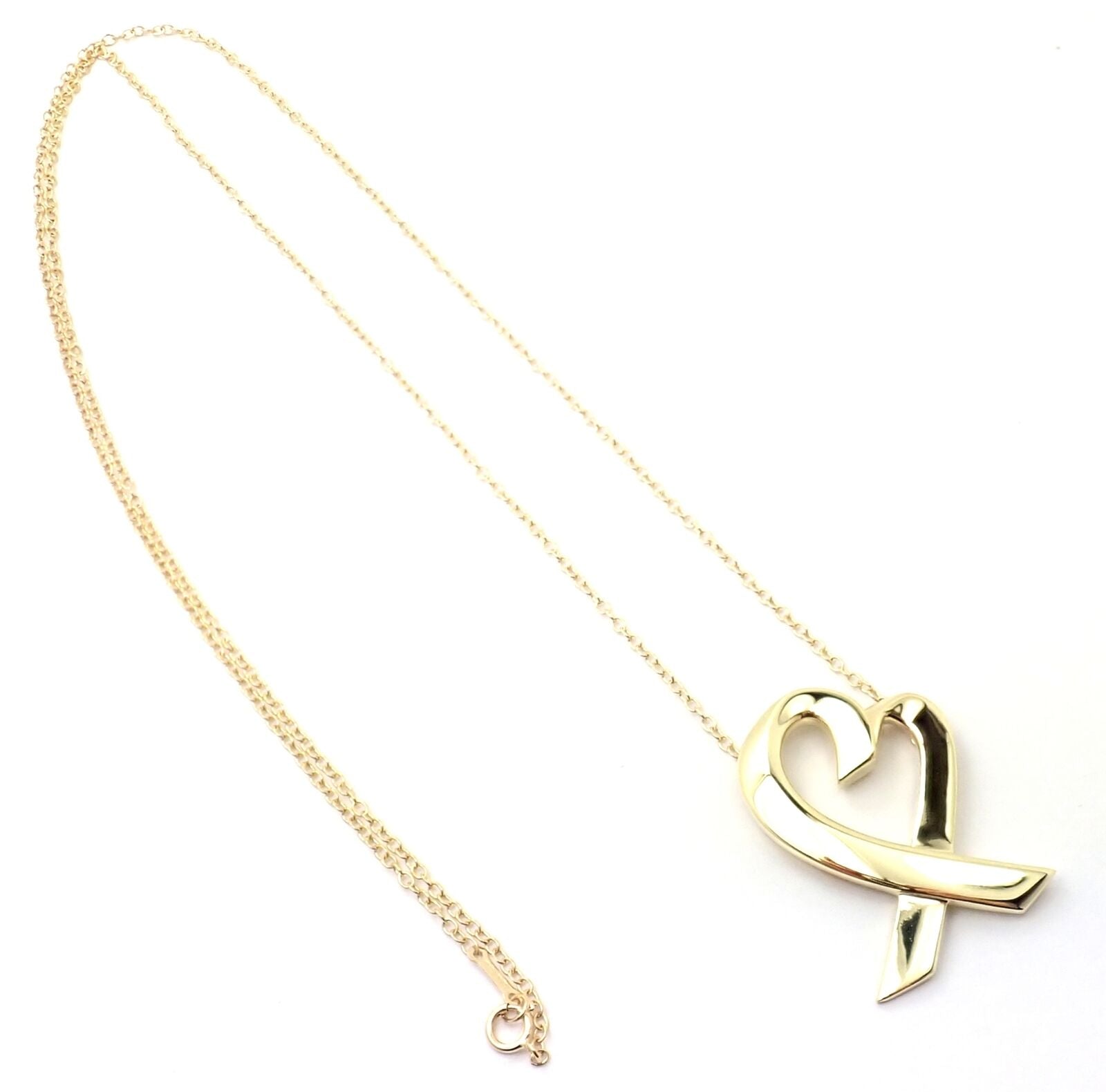 Authentic Tiffany & Co Picasso 18k Yellow Gold Large Heart Pendant Necklace for Women - Elegant Jewelry Gift for Valentine's Day, Anniversary & Special Occasions