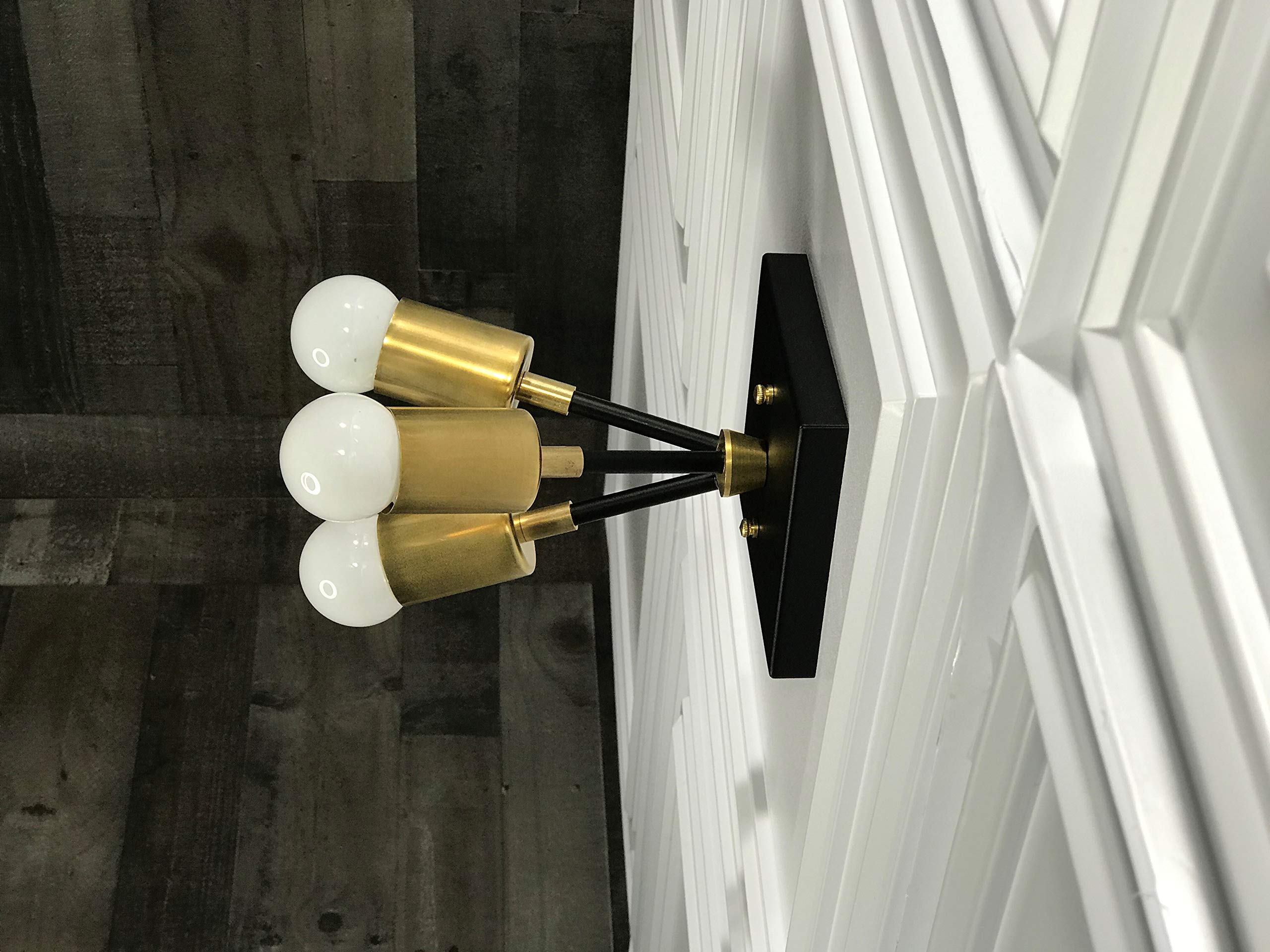 Modern Hera Chandelier in Gold Raw Brass - 3 Cone Bulb Mid Century Semi Flush Mount Light Fixture for Dining Room, Bedroom, or Living Room