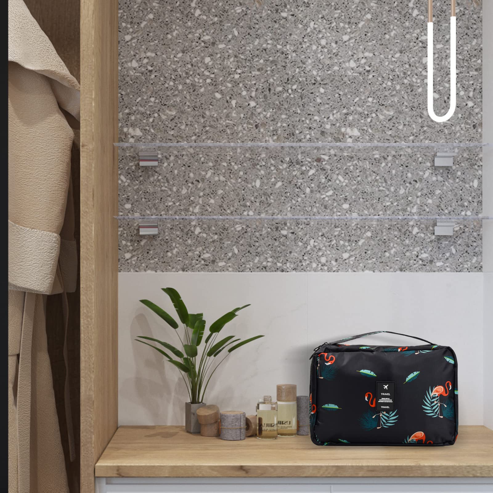 Large Waterproof Hanging Toiletry Bag for Travel - 4 Compartment Foldable Cosmetic Organizer for Women, Men & Kids - Perfect for Bathroom, Shower, Camping & Gym Essentials Storage