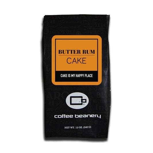 Premium Butter Rum Cake Flavored Arabica Coffee - Medium Roast Ground Coffee for Drip Brewers (12oz Bag) - Perfect for Breakfast, Dessert Pairing & Cozy Evenings