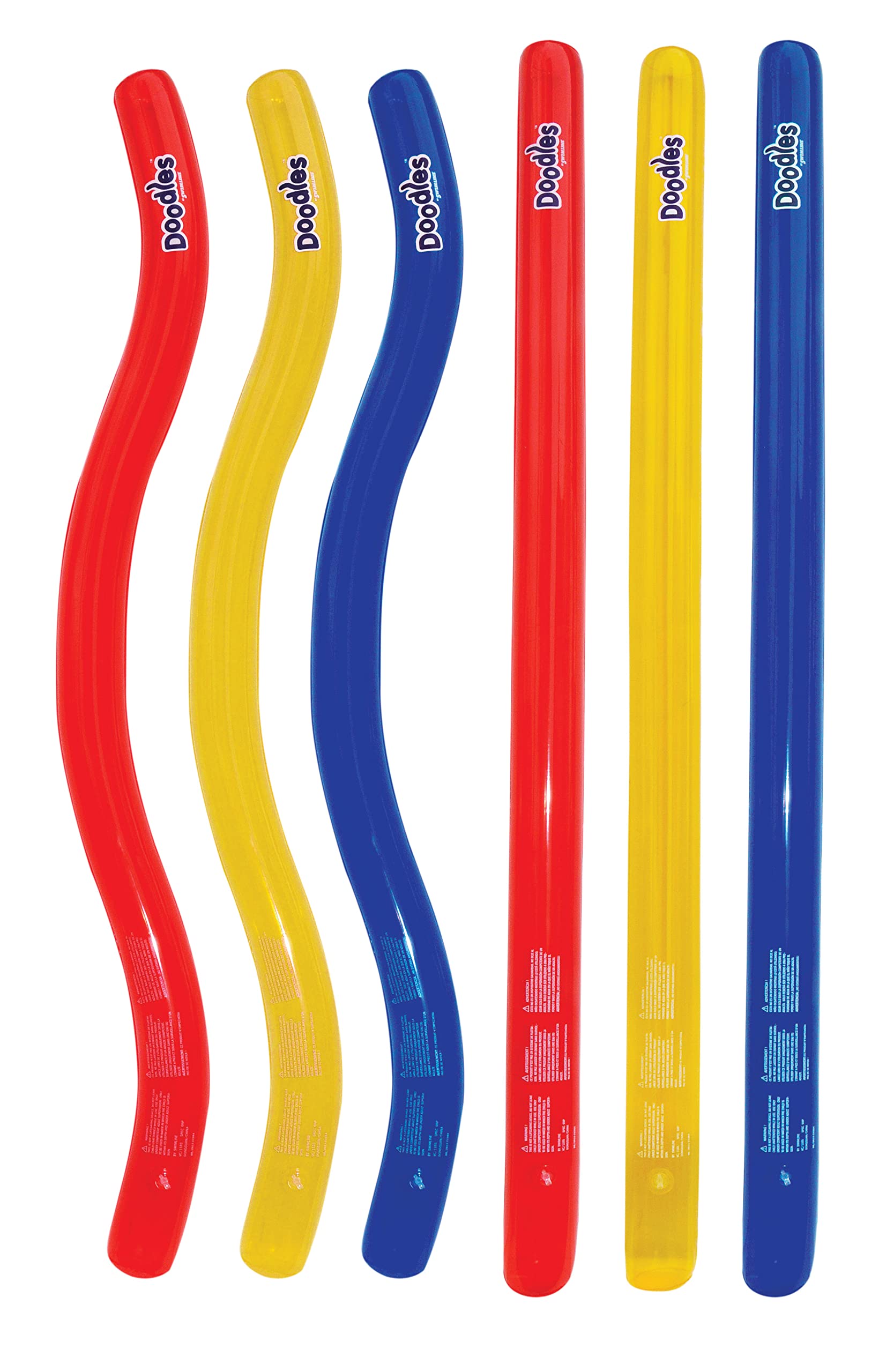 Swimline Doodles Inflatable Pool Noodles (6-Pack) - Colorful Floating Pool Toys for Kids & Adults, Perfect for Swimming, Water Games & Summer Fun