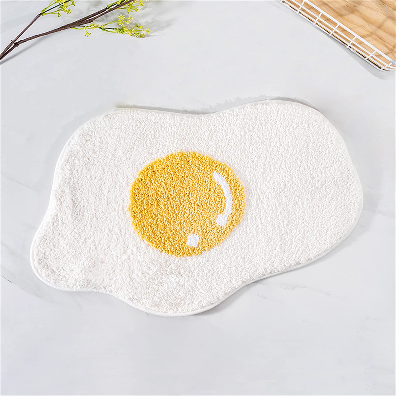 Non-Slip Bath Mat - Super Absorbent & Ultra Soft Cute Poached Eggs Design Bathroom Rug 22