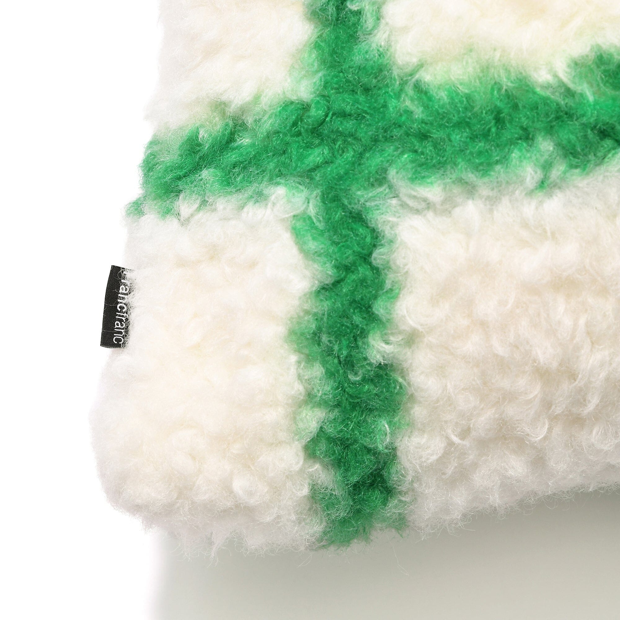 Checkered Boa Cushion Cover 18x18 Inches White and Green - Perfect for Sofa, Bed, and Home Decor
