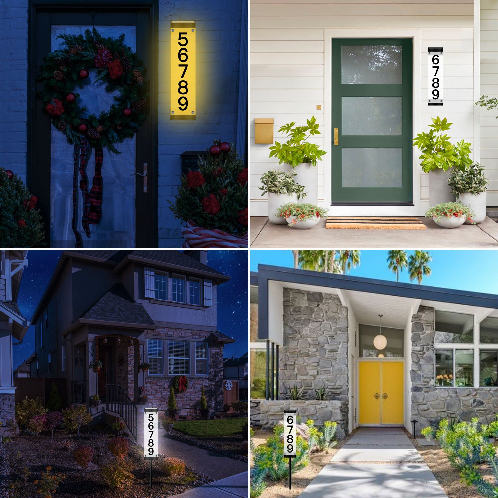Solar Powered House Numbers - Waterproof LED Address Sign Plaque for Outdoor Home, Yard & Street (3000K-6000K) | Easy-to-Read Solar Lighted Numbers for Nighttime Visibility & Curb Appeal