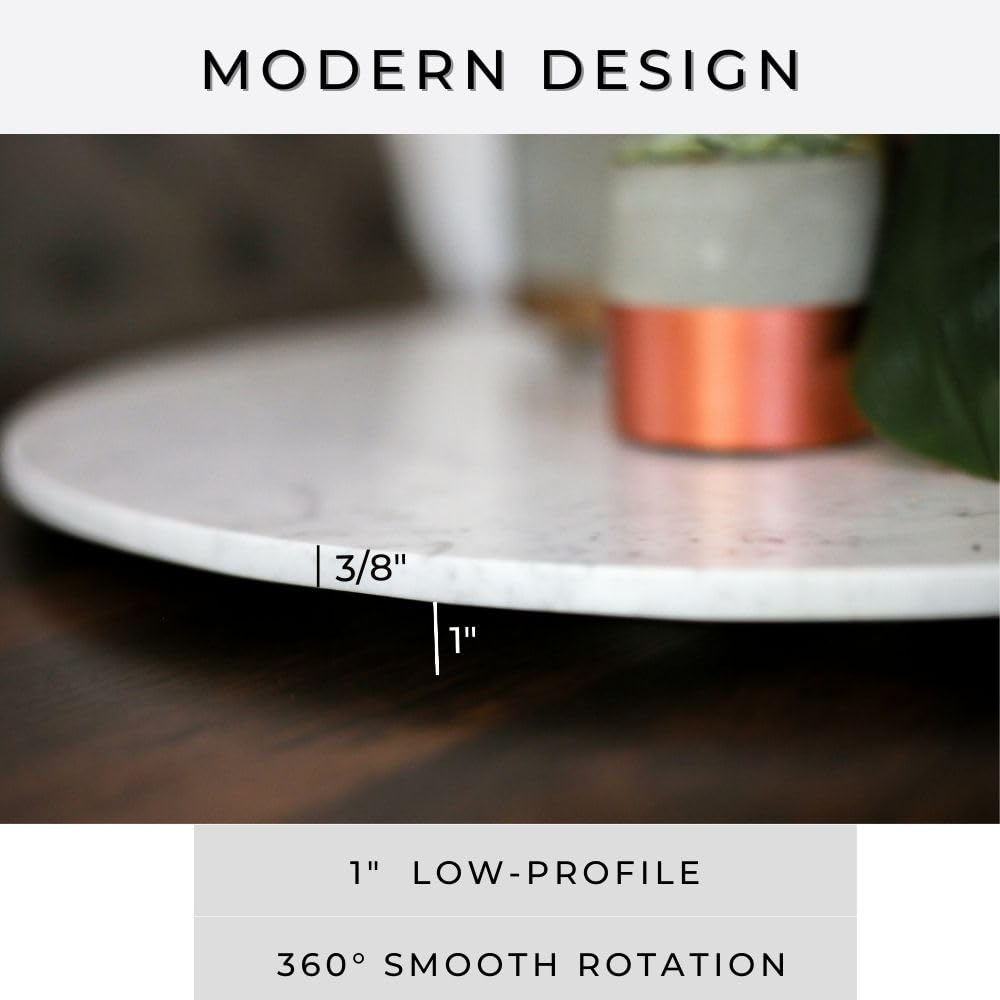 Premium 20 Inch Marble Lazy Susan Turntable - Elegant Rotating Serving Tray for Dining Table, Kitchen Counter & Buffet | Perfect for Entertaining, Family Gatherings & Restaurant Use