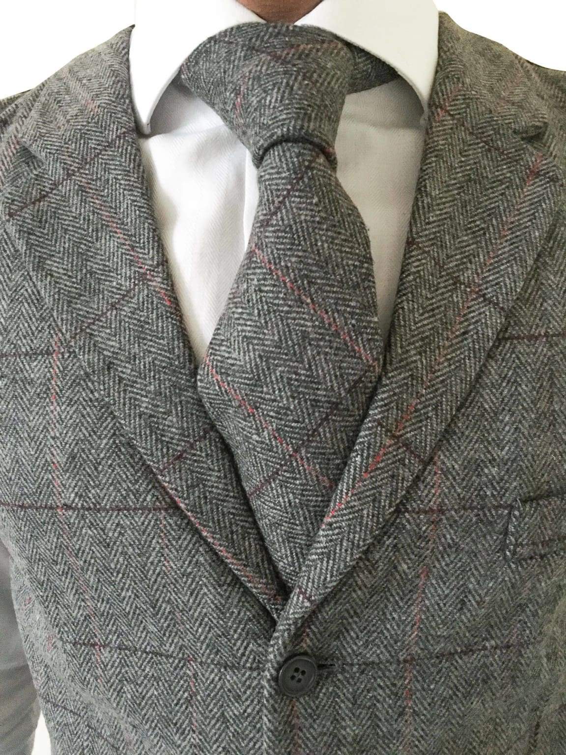LA Smith Wool Blend Tailored Fit Grey Tweed Waistcoat for Men - Classic Vest for Business, Wedding & Formal Occasions
