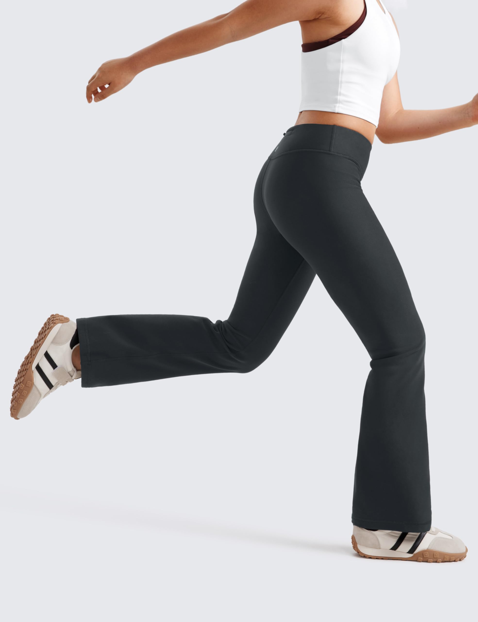 CRZ YOGA Women's Thermal Fleece-Lined Flare Leggings - High Waist Winter Warm Yoga Pants with Water Resistant Fabric for Yoga, Lounge & Casual Wear