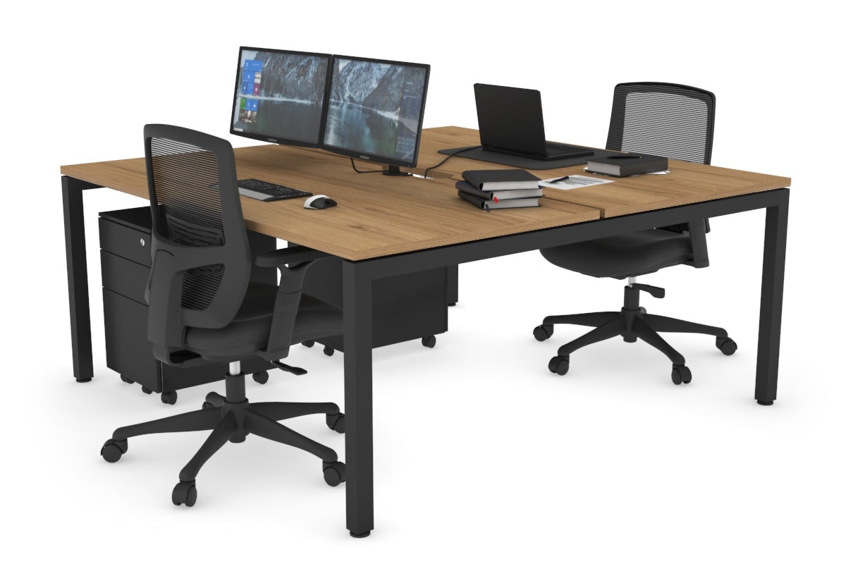 Quadro Square Legs 2 Person Office Workstation Desk - 1200L x 800W with Cable Management Scallop - Perfect for Shared Workspaces & Home Offices