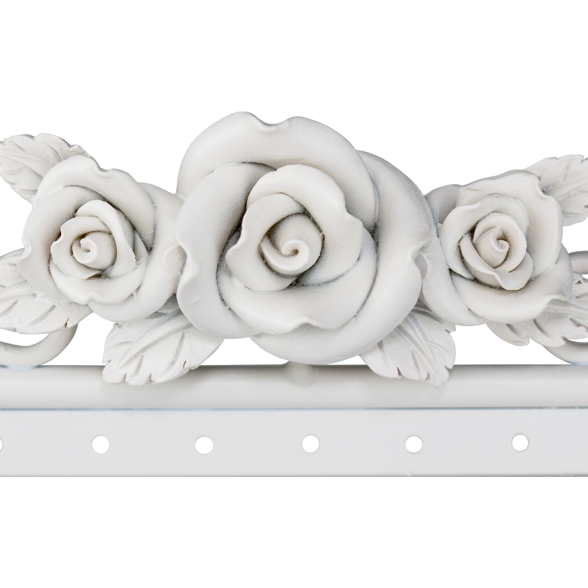 Shabby Chic Jewelry Organizer - Elegant Metal Earring Holder with Ring Dish Tray, Ivory Rose | Perfect for Vanity Display & Girls' Bedroom Decor | Jewelry Storage Solution for Necklaces, Bracelets & Earrings
