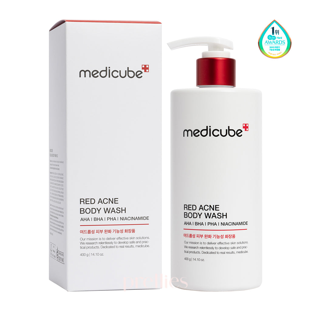 Medicube Red Acne Body Wash 400g - Acne Treatment & Exfoliating Body Cleanser for Back & Chest - Gentle Formula for Sensitive Skin - Perfect for Shower & Daily Skincare Routine