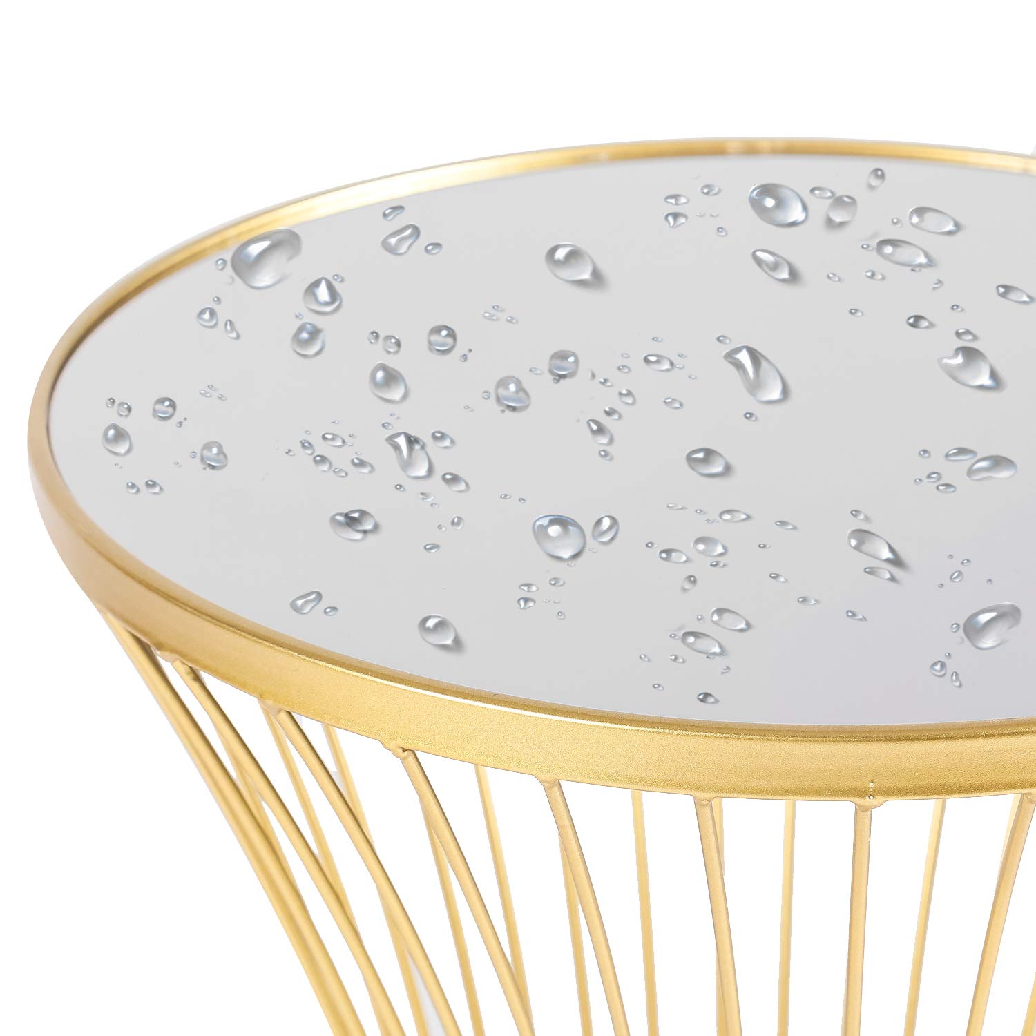 Modern Round Metal End Table - 27 Inch Tall Gold Nightstand for Bedroom & Living Room | Side Table, Coffee Table, Bedside Table for Home Decor