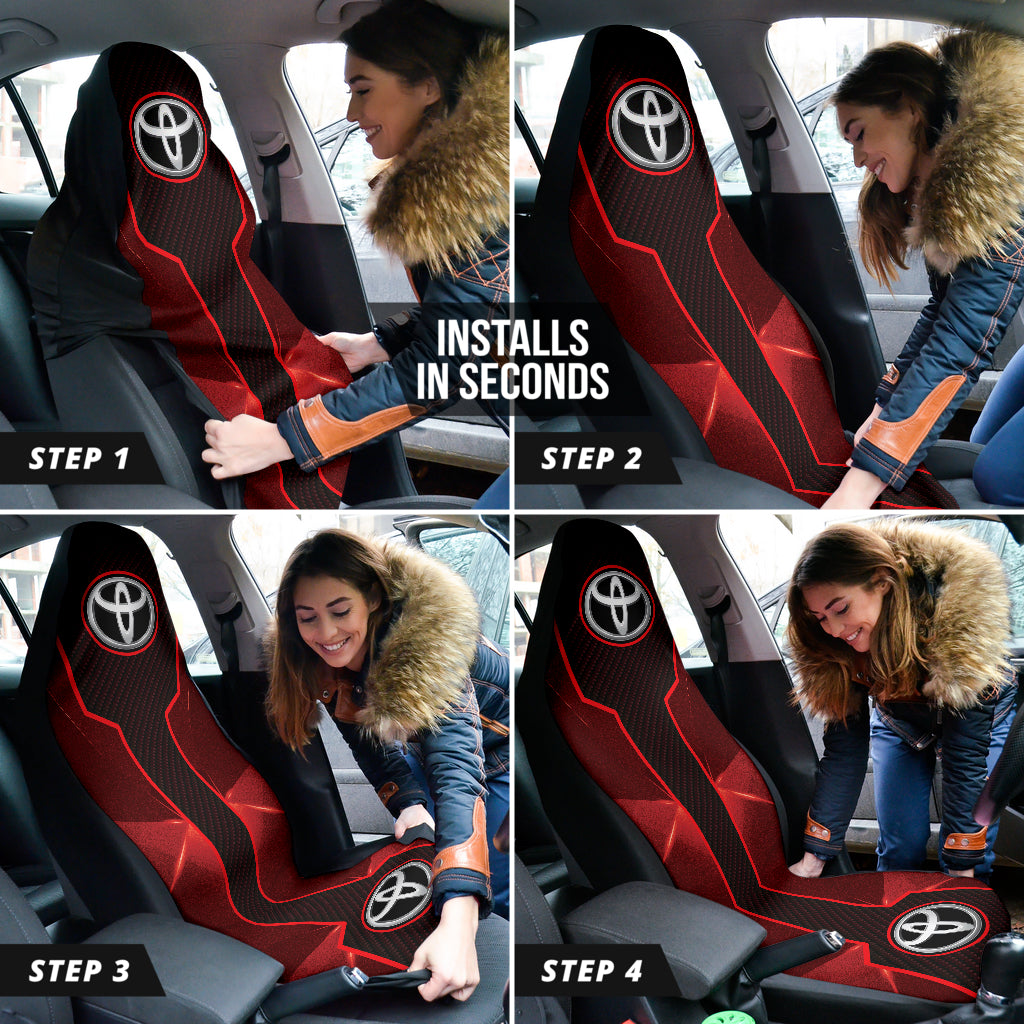 Premium Toyota Car Seat Covers - Soft Red Custom Fit for Camry/Corolla/Rav4 - Durable Neoprene Material for Comfort & Style | Perfect for Road Trips, Commuting & Car Protection