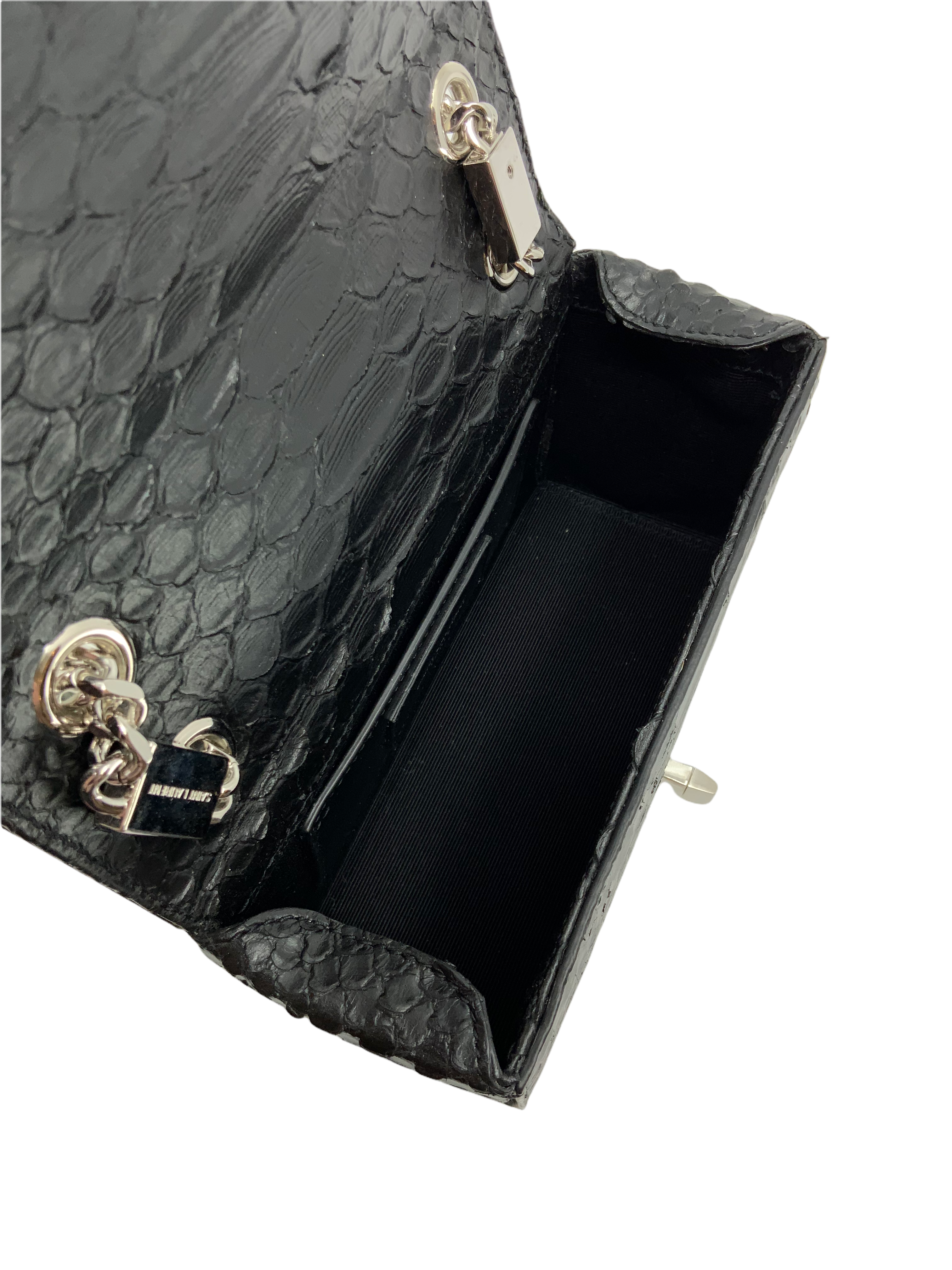Saint Laurent Calfskin Snakeskin Embossed Mini Shoulder Bag for Women | Luxury Designer Crossbody Purse | Perfect for Evening Parties, Date Nights & Special Occasions