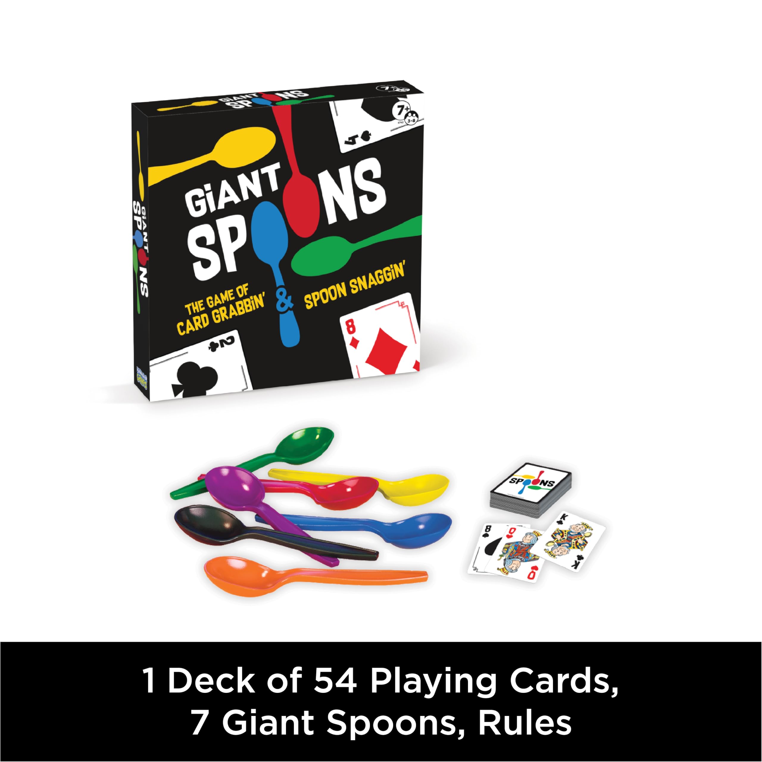 Giant Spoons Card Game - Fun Family Party Game for Kids & Adults (Ages 7+), Includes Deck of Cards for 3-6 Players - Perfect for Game Nights, Travel Entertainment, and Group Gatherings