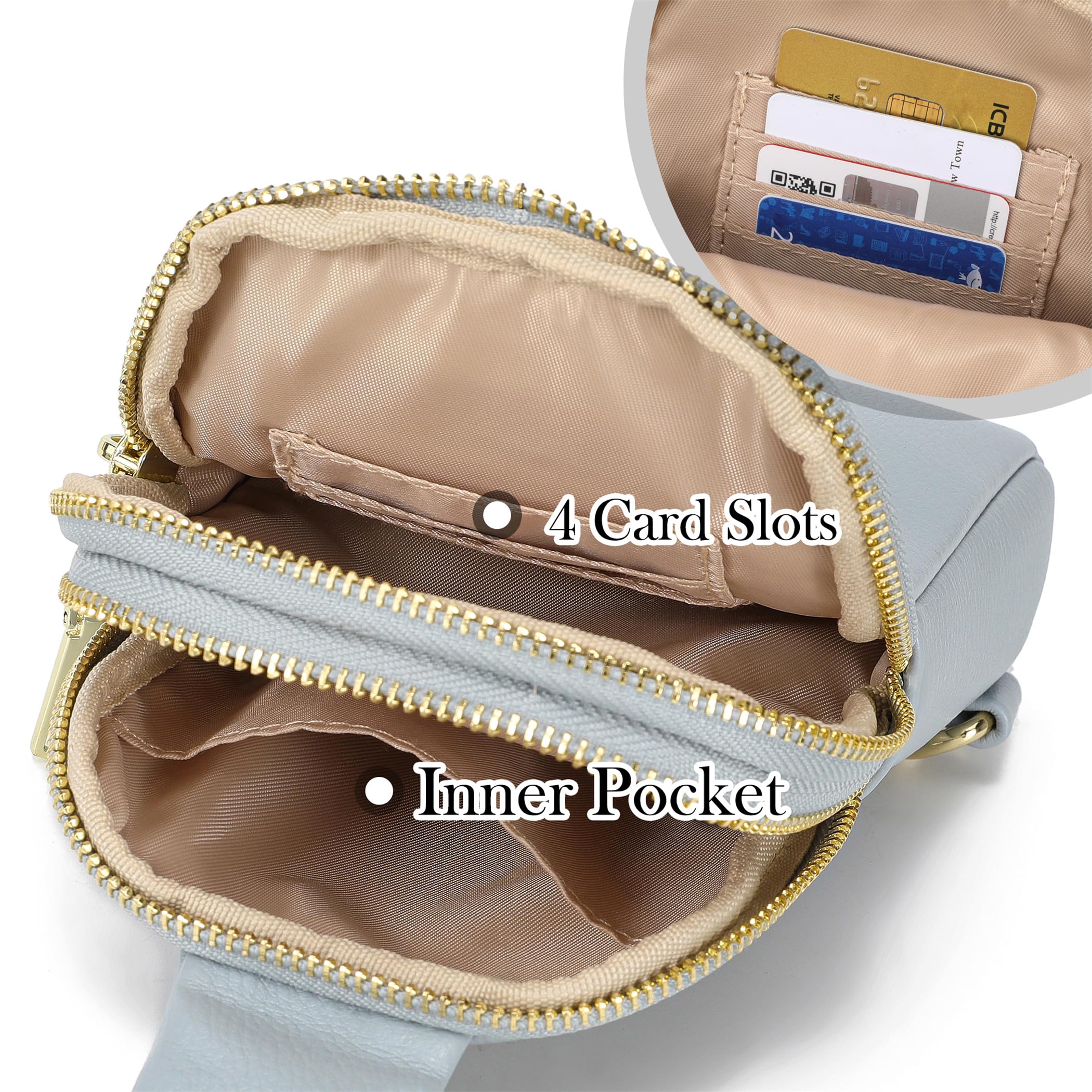 INICAT Genuine Leather Crossbody Bag for Women - Small Sling Bag, Fanny Pack Purse - Perfect for Travel, Shopping & Everyday Use