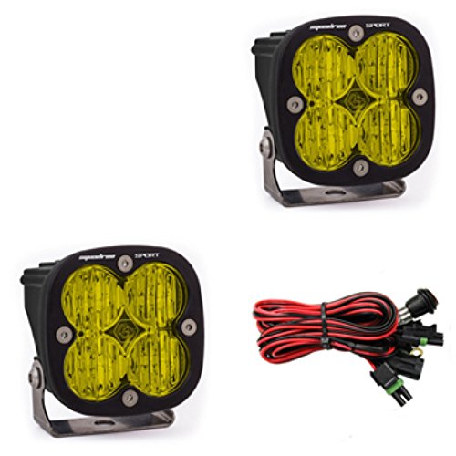 Baja Designs Squadron Sport LED Light Pod Pair - Super Bright Off Road LED Lights for Trucks & SUVs - Wide Cornering Long Beam Pattern, Waterproof, Black/Amber - Perfect for Night Driving, Off-Road Adventures & Emergency Lighting