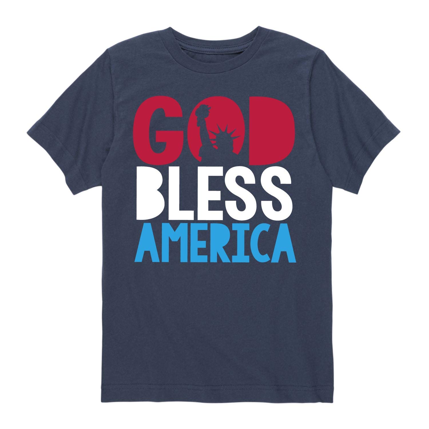 God Bless America Patriotic Youth Short Sleeve Graphic T-Shirt - Solid Light Cotton Tee for Boys & Girls - Perfect for 4th of July, Memorial Day & School Spirit Events