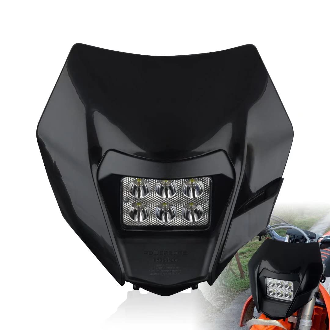 High-Performance Dirt Bike LED Headlight Kit - Universal Motorcycle Pit Bike Headlamp for KTM 2014-2016 EXC/EXCF/SX/SXF/XC/XCF/XCW/XCFW Models (Black) - Perfect for Night Riding, Off-Road Adventures & Trail Exploration
