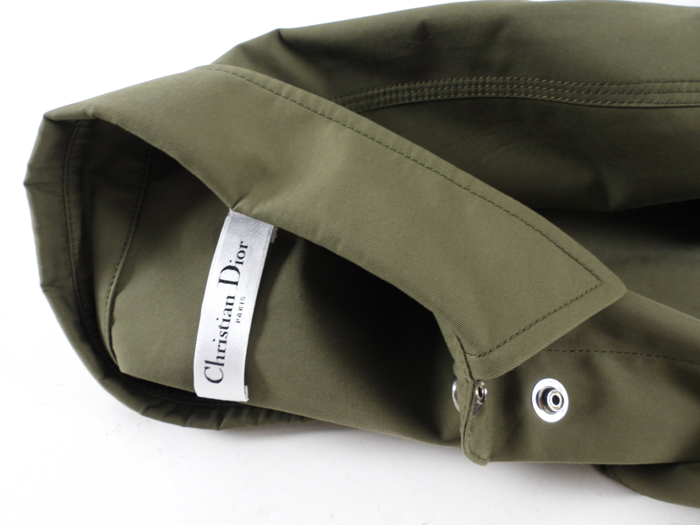 Christian Dior Army Green Short Sleeve Button-Up Shirt Size L (8/10) - Casual Summer Wear & Street Style Fashion