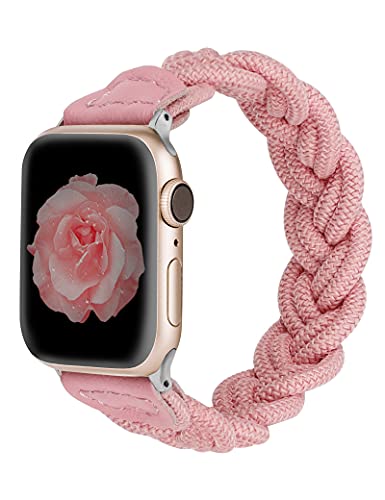 Stretchy Braided Solo Loop Band Compatible with Apple Watch 38mm 40mm 41mm 42mm 44mm 45mm 49mm - Soft Elastic Woven Bracelet Strap for Women - Perfect for iWatch Series 8/7/6/5/4/3/2/1/SE - Ideal for Workouts, Running & Everyday Wear