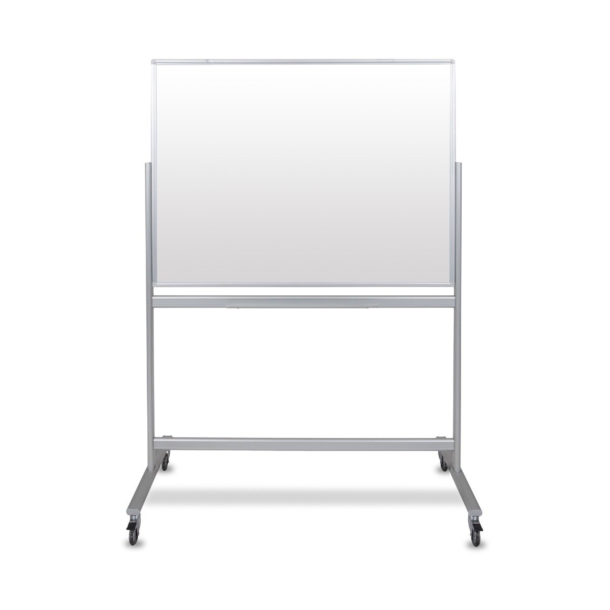 Double Sided Magnetic Glass Whiteboard 48W x 36H - Mobile Dry Erase Board for Office, Classroom & Home Use - Luxor Premium Glass Marker Board