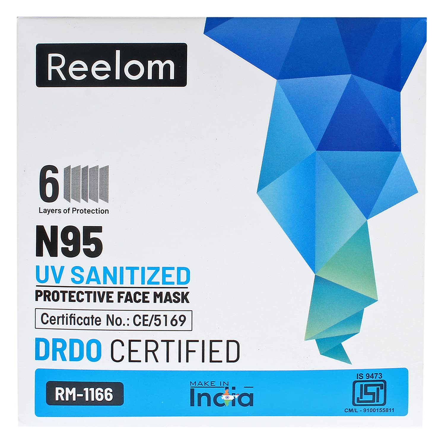 Reelom N95 Face Mask with 6-Layer Filtration - Head Loop Style, Melt Blown & Hot Air Cotton Layers (Grey, Pack of 5) - Ideal for Construction, Healthcare & Daily Protection Against Dust, Pollution & Allergens