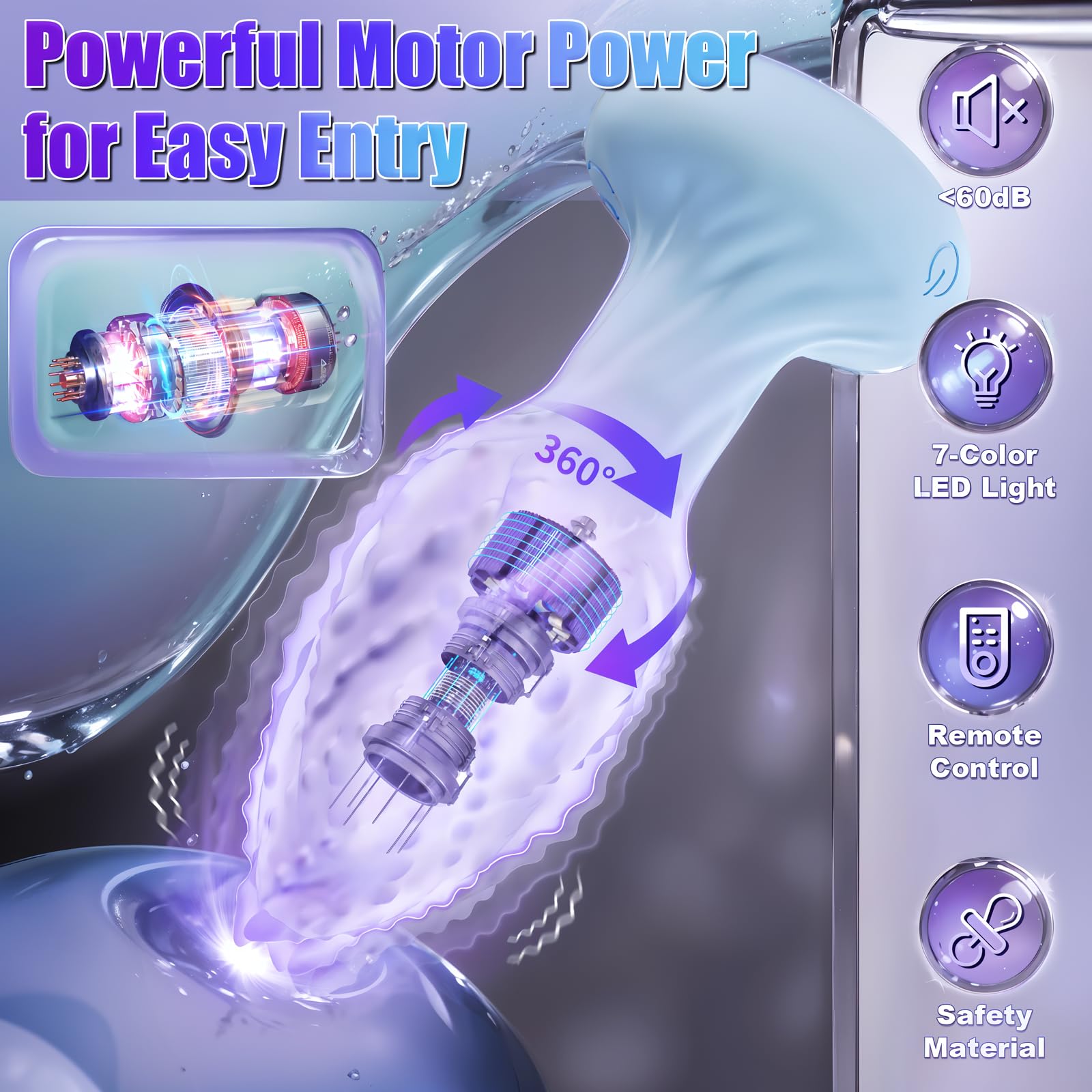 360° Rotating Vibrating Anal Plug with Remote Control - Prostate Massager for Men & Women, 10 Vibration Modes & LED Light - Adult Sex Toy for Couples, Solo Play & BDSM Exploration
