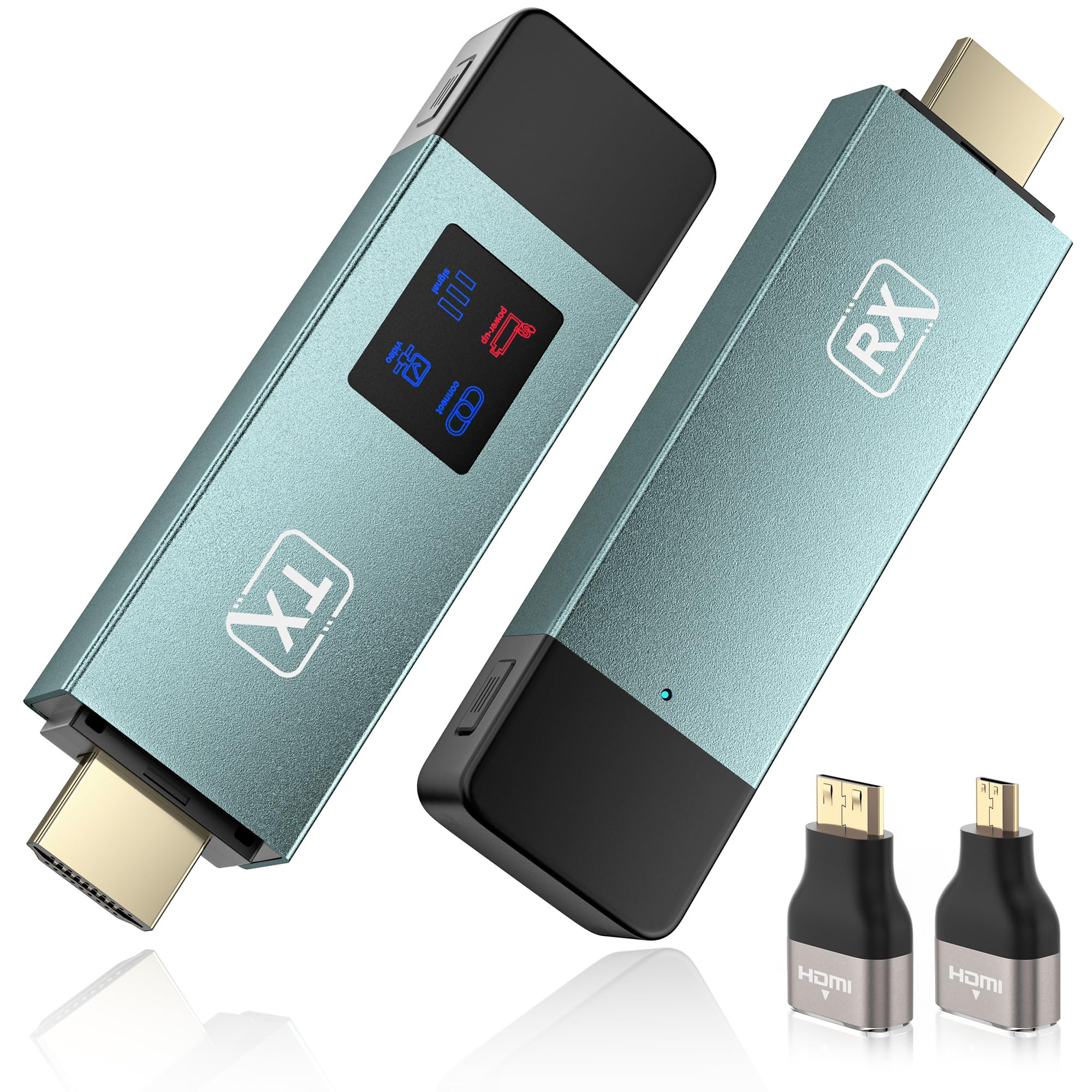 Wireless HDMI Transmitter and Receiver Kit - 2.4G/5G Dual Band Plug & Play with LED Screen for Streaming HD Video & Audio from Laptop/PC/TV Box/Projector to Monitor - Perfect for Home Theater, Gaming, and Office Presentations