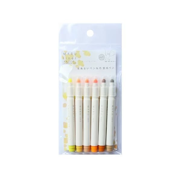 MARU Liner Highlighter Set - 6 Vibrant Colors for Study & Note-Taking | Premium Quality by Epoch Chemical | Perfect for Students, Office & Art Projects