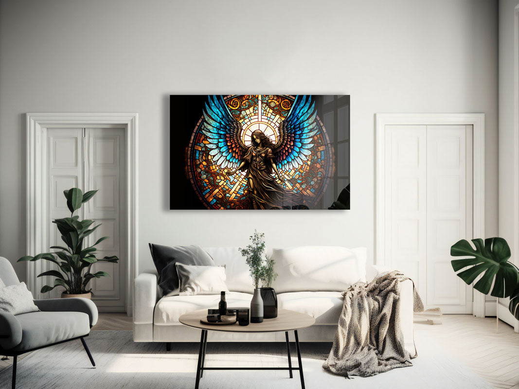 Angel Stained Glass Window Decals - Beautiful Religious Home Decor for Church, Bedroom & Nursery - Perfect for Gifts & Spiritual Spaces