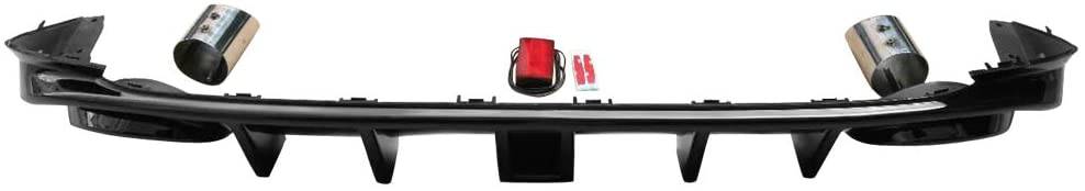 2018-2023 Toyota Camry LE XLE Rear Bumper Lip Diffuser - Gloss Black PP Polypropylene with 3rd Brake Light & 93mm Exhaust Tips (Excludes SE/XSE Models) | Upgrade Your Car's Rear Styling for Sporty Look