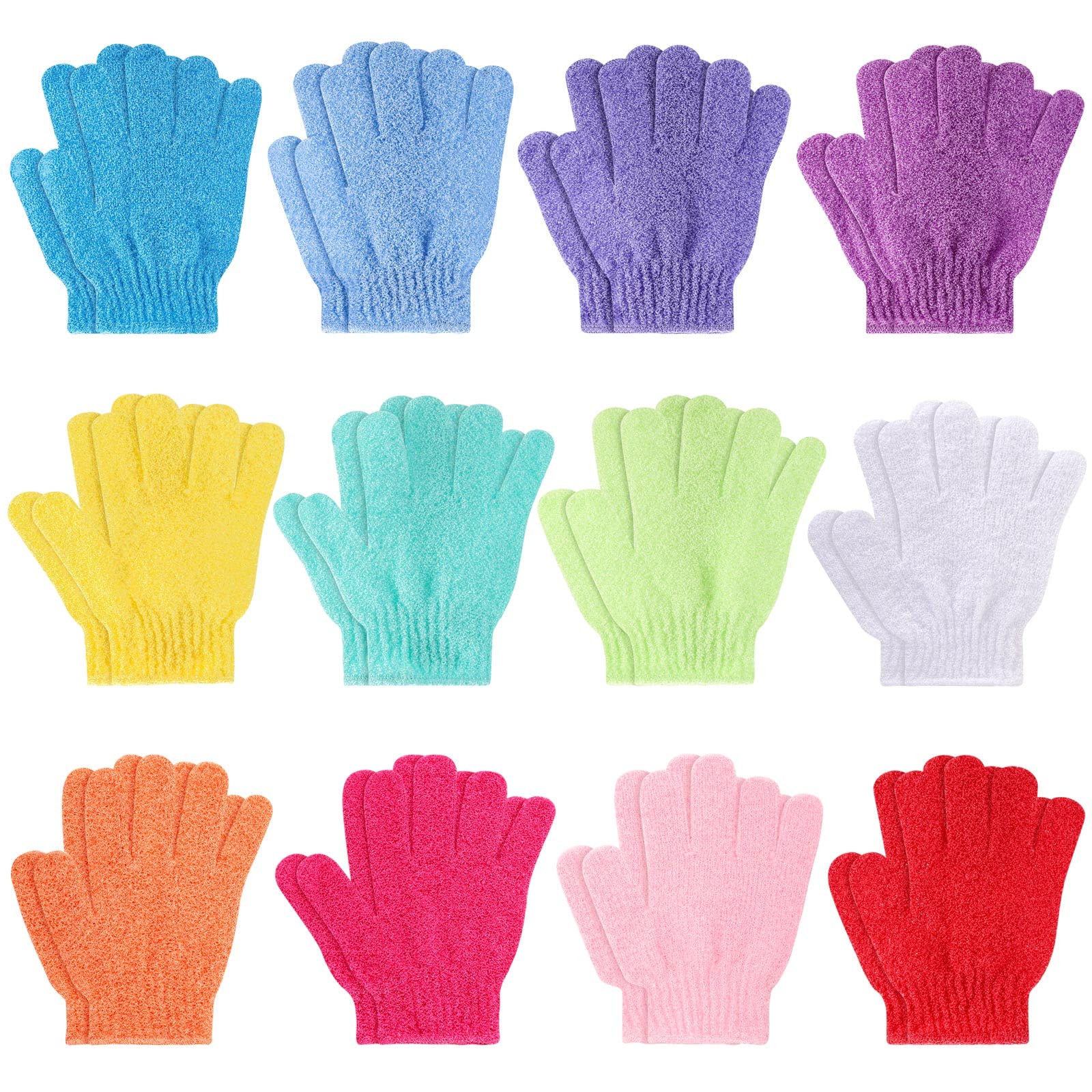 BTYMS 24 Pcs Exfoliating Gloves Set - Body Scrubber & Dead Skin Cell Remover for Shower, Spa & Massage | Soft Loofah Washing Gloves for Smooth Skin Care & Exfoliation