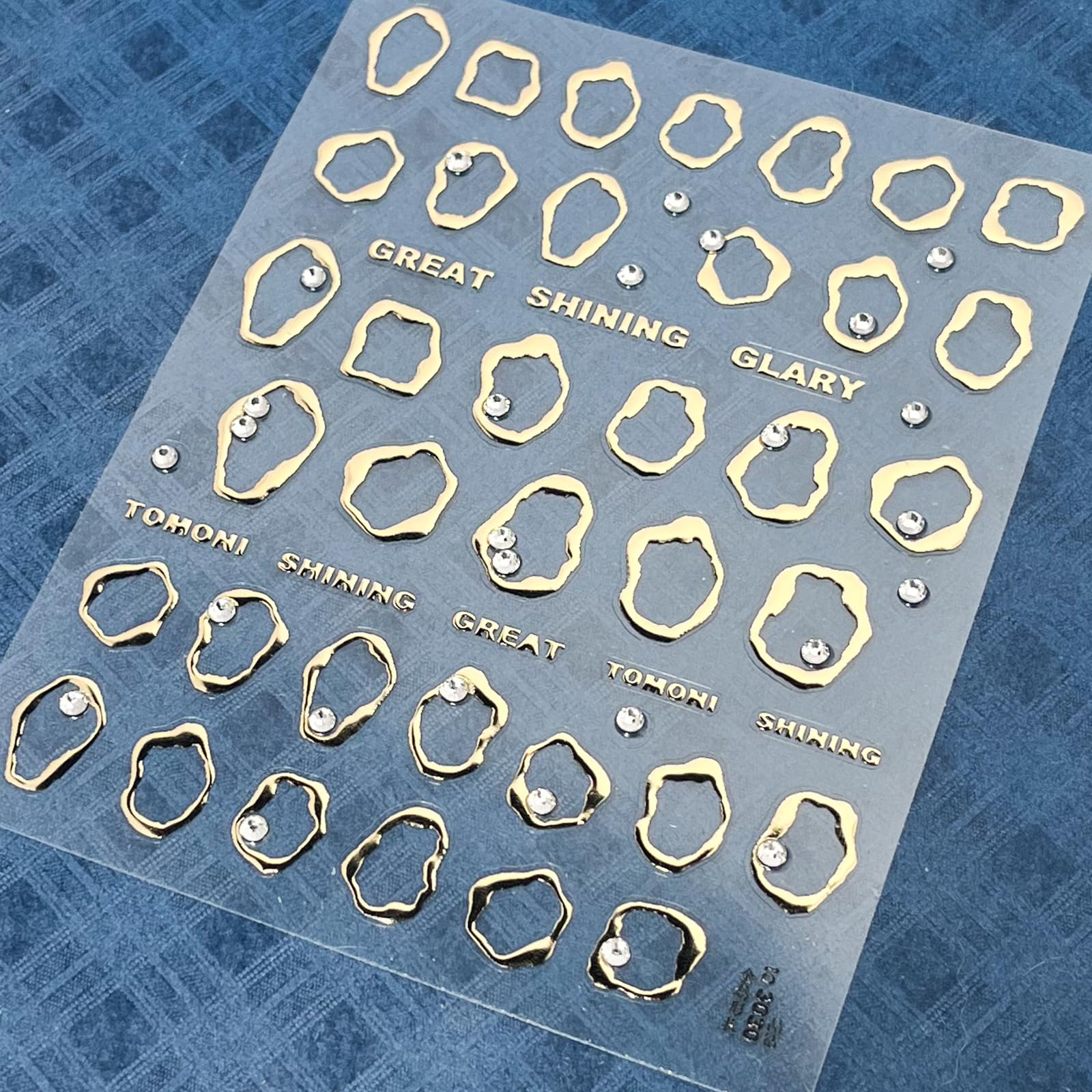 5D Embossed Gold Geometric Rhinestone Nail Stickers - Self-Adhesive Metallic Nail Art Decals for Women & Girls | Perfect for Manicure, Nail Decoration, Parties, Weddings & Special Occasions