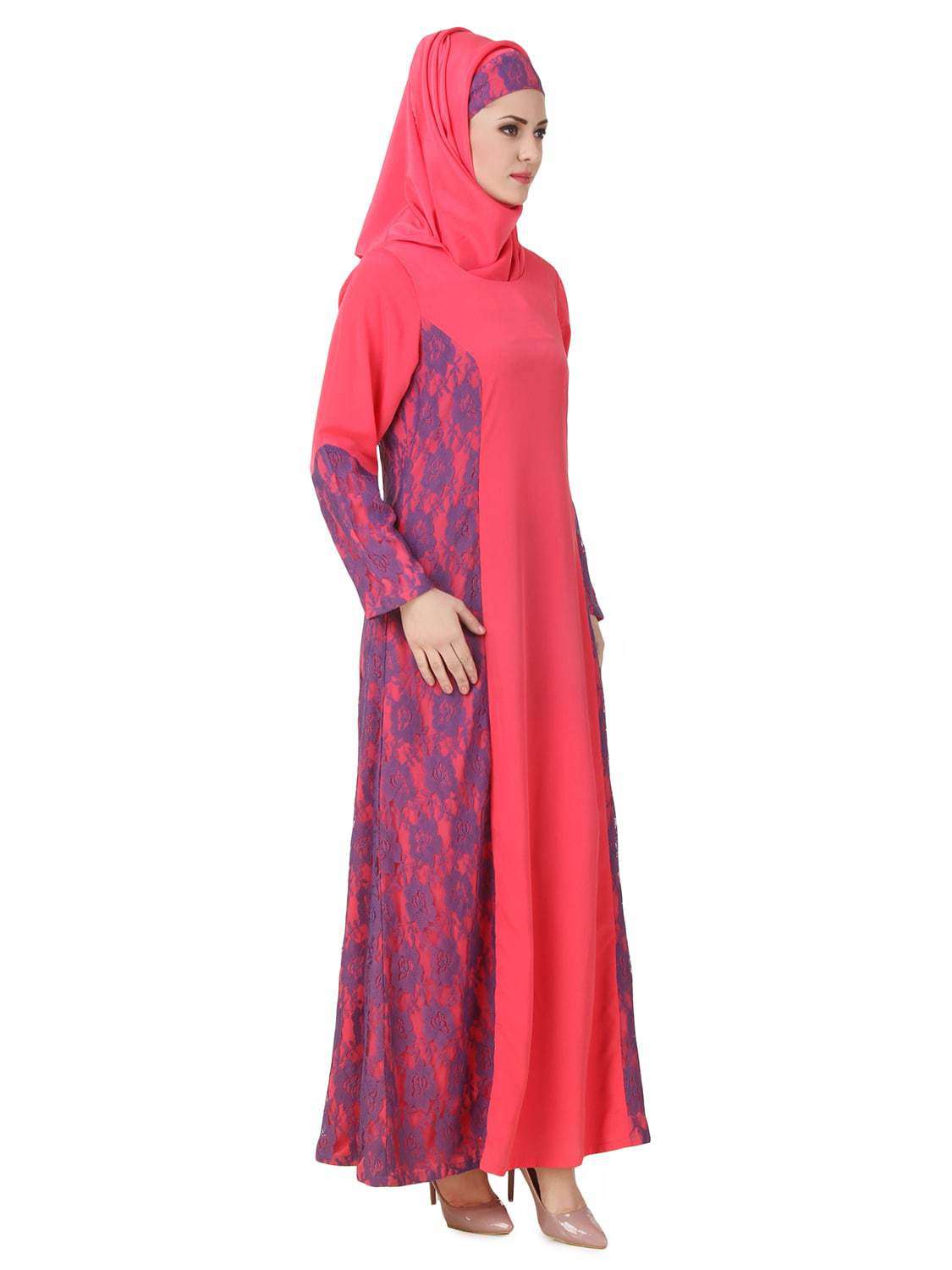 Atia Crepe Sweet Pink Abaya - Elegant Muslim Prayer Dress for Women | Perfect for Eid, Ramadan & Special Occasions