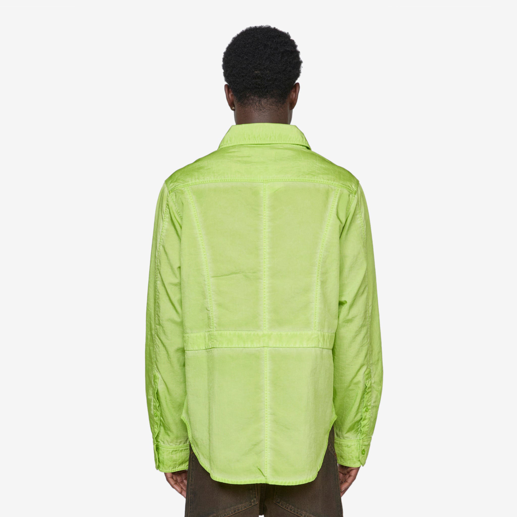 Men's Cargo Shirt in Green Lime - Durable Military Style Work Shirt for Outdoor Activities, Hiking & Casual Wear